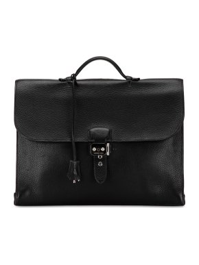 Hermes Black Leather Ardennes Sac A Depeches 38