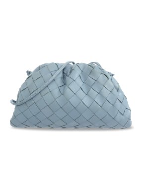 Bottega Veneta Blue Leather Intrecciato Mini The Pouch Crossbody
