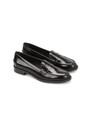 Black Leather Penny Loafers