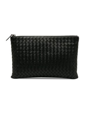 Bottega Veneta Black Intrecciato Clutch Bag
