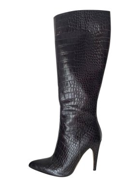 Prada Chocolate Brown Snake Embossed Knee High Boots