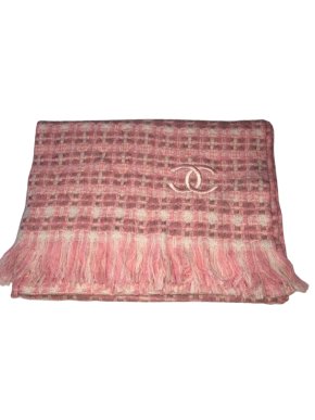 Chanel Pink Check Cashmere Scarf
