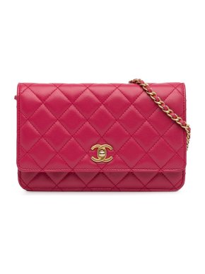 Chanel Pink Lambskin Pearl Crush Wallet On Chain