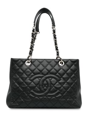 Chanel Black Caviar Leather Grand Shopping Tote