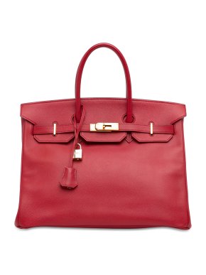 Hermes Birkin 35 Retourne in Rouge Casaque Courchevel Leather with Gold Hardware
