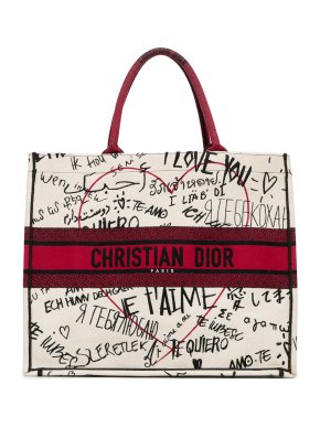 Dior White Large DiorAmour Graffiti Book Tote