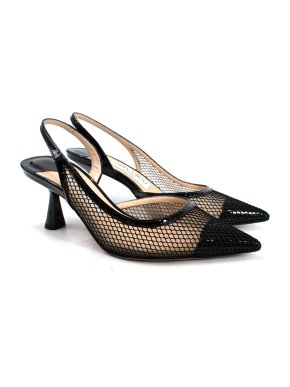 Jimmy Choo Black Amita 45 Mesh Slingback Heels