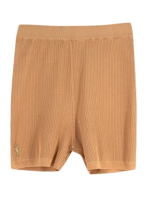 Saint Laurent Camel Ribbed Cycling Shorts