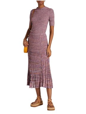 Zimmermann Purple Botanica Mouline Rib Knit Midi Skirt