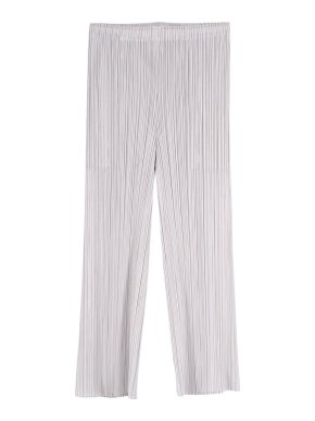 Pleats Please Grey Pleated Cropped Trousers