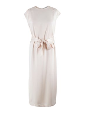 Loro Piana Blush Pink Silk Belted Midi Dress