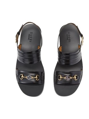 Gucci Black G Hero Horsebit Sandals