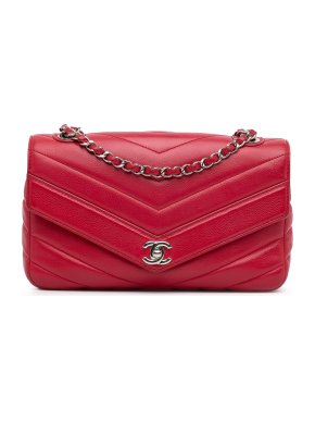 Chanel Raspberry Chevron Medium Data Center Envelope Flap Bag