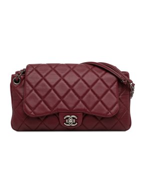 Chanel Burgundy CC Quilted Lambskin Single Flap Bag