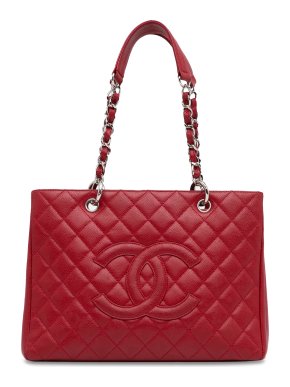 Chanel Red Caviar Leather Grand Shopping Tote