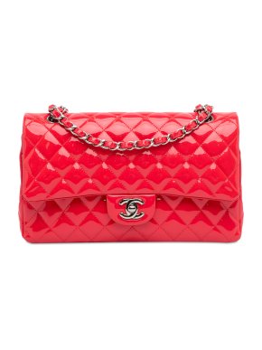 Chanel Coral Patent Leather Medium Classic  Double Flap Bag