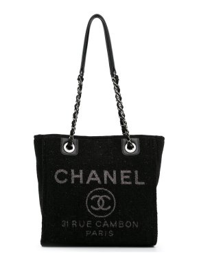 Chanel Black Mini Tweed Deauville Shopping Tote