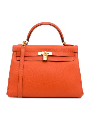 Hermes Kelly 32 Retourne in Orange Togo Leather with Gold Hardware