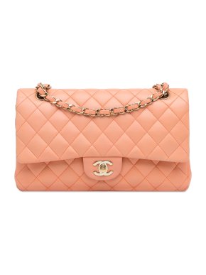 Chanel Peach Lambskin Medium Double Flap Bag