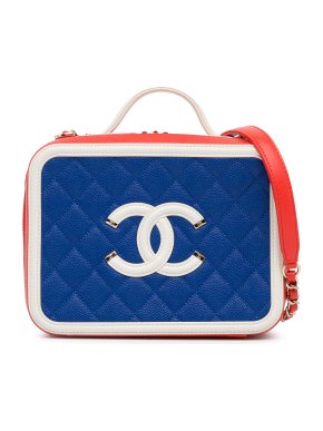 Chanel Medium Tricolor Caviar Leather CC Filigree Vanity Case