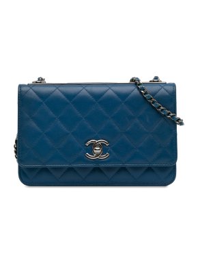 Chanel Blue Lambskin Trendy CC Wallet On Chain