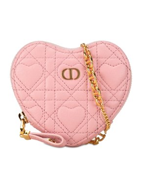 Dior Pink Caro Heart Pouch with Chain