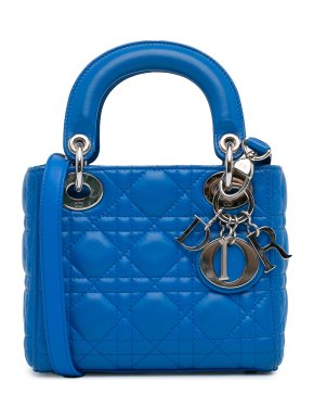 Dior Electric Blue Mini Lambskin Cannage Lady Dior