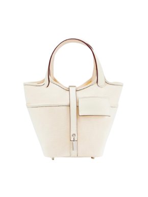 Hermes Cargo Picotin Lock 18 PM in Nata Swift Leather and Toile Canvas with Palladium Hardware