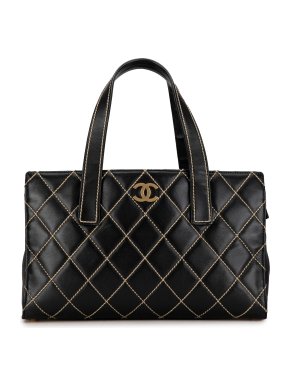 Chanel Black CC Wild Stitch Calfskin Tote Bag