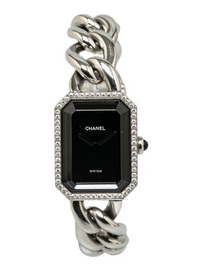 Chanel Silver Quartz Stainless Steel Diamond Bezel Premiere Chain Watch