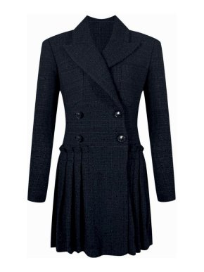Chanel Black Pleated Detail Blazer Dress