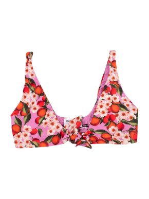 Borgo De Nor Pink Orange Print Belisama Bow Tie Bikini Top