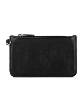Chanel Black Lambskin CC Coin Pouch
