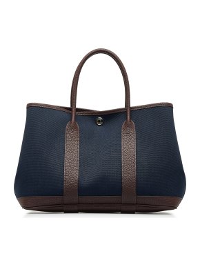 Hermes Navy Toile Garden Party TPM Tote Bag