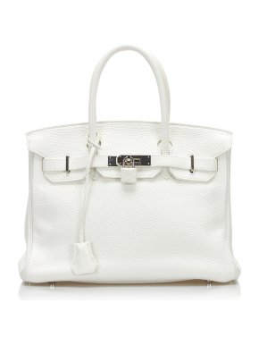 Hermes Birkin 30 Retourne in White Clemence Leather with Palladium Hardware