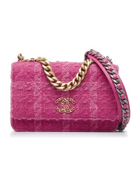 Chanel Pink Tweed 19 Wallet On Chain
