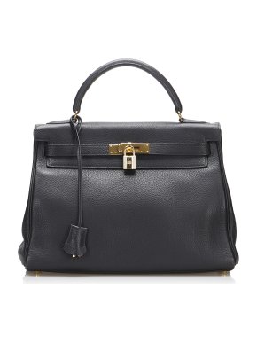 Hermes  Kelly 32 Retourne in Black Togo Leather with Gold Hardware
