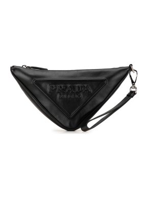 Prada Black Leather Triangle Pouch