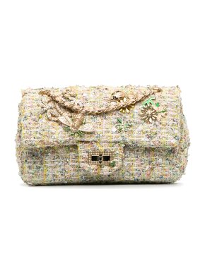 Chanel Embellished Tweed Mini Garden Party Reissue 2.55 Single Flap Bag