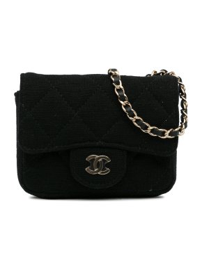Chanel Black CC Jersey Flap Chain Belt Bag