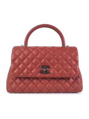 Chanel Burnt Orange Caviar Leather Medium Coco Top Handle Bag