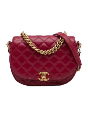 Chanel Red CC Quilted Lambskin Chain Flap Bag