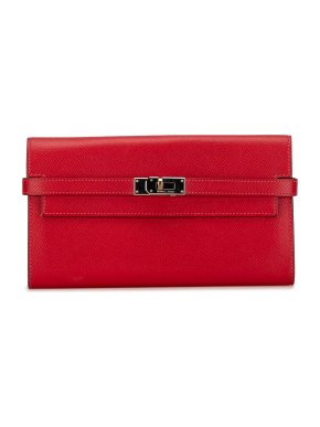 Hermes Red Epsom Classic Kelly Wallet