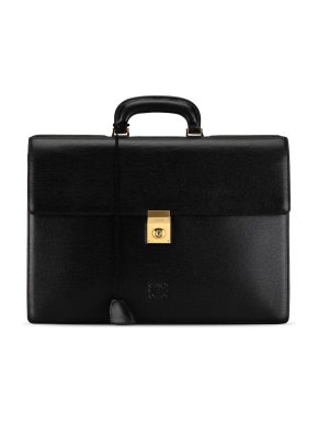 Loewe Black Calfskin Leather Anagram Business Bag