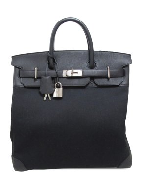 Hermes Black 40 Togo Leather and Toile H Haut à Courroies
