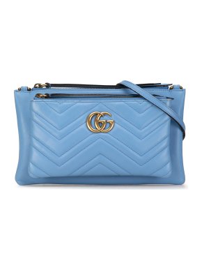Gucci  Blue Mini GG Marmont Matelasse Crossbody Bag