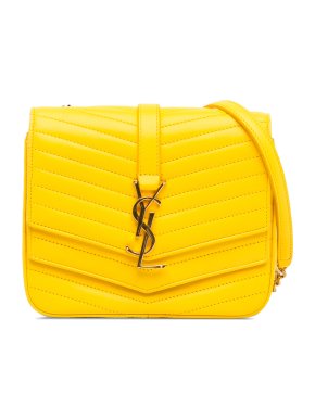 Saint Laurent Yellow Small Chevron Monogram Sulpice Crossbody Bag