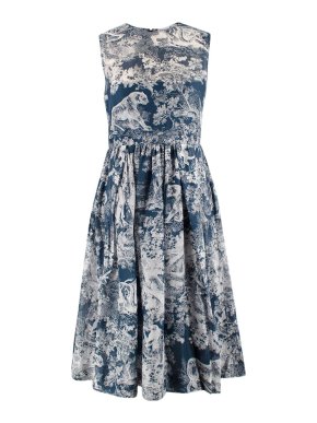 Dior Navy Toile De Jouy Cotton Midi Dress