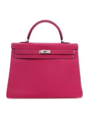 Hermes Kelly 35 Retourne in Rose Tyrien Epsom Leather with Palladium Hardware