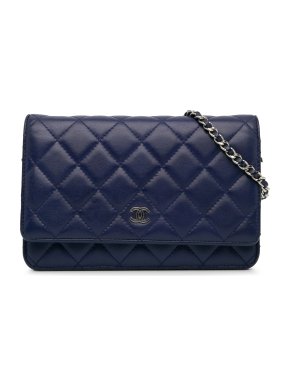 Chanel Blue Lambskin CC Wallet On Chain